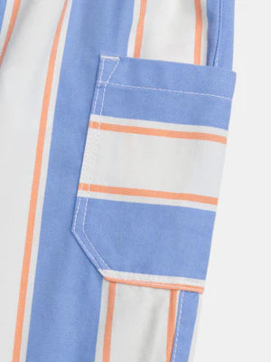 Blue Stripe Cotton Twill Trousers