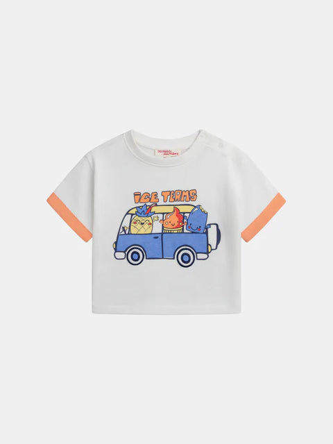 Short Sleeve Bus Print Cotton T-shirt