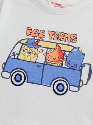 Short Sleeve Bus Print Cotton T-shirt