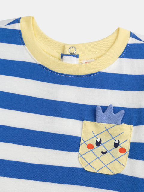 Blue Stripe Cotton T-shirt
