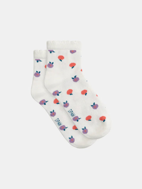 Cream Fruit Pattern Cotton Rich Socks