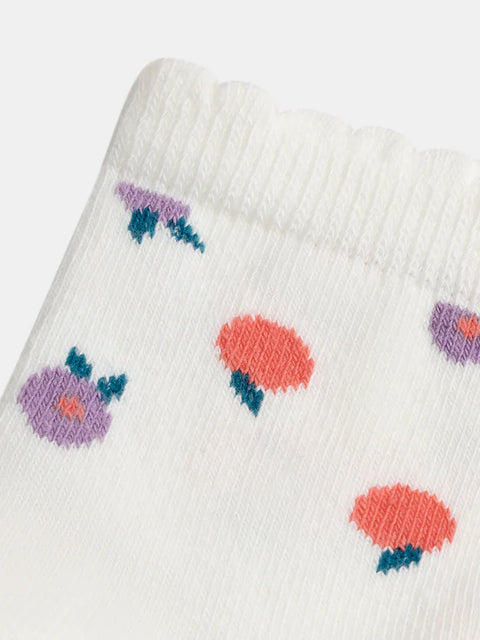 Cream Fruit Pattern Cotton Rich Socks