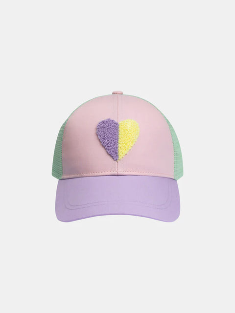 Colour Block Baseball Hat With Cornelli Heart