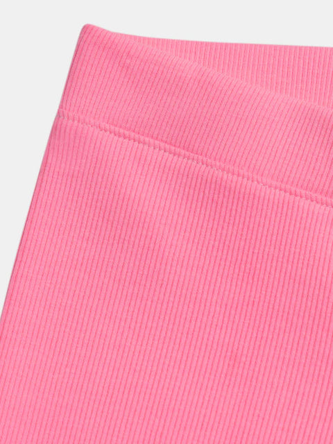Short Ribbed Fluorescent Pink Jersey Cotton Shorts