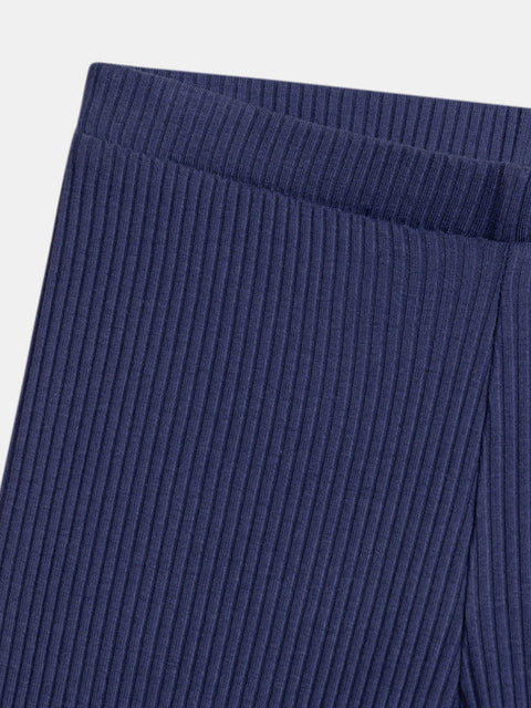 Navy Ribbed Cotton Leggings
