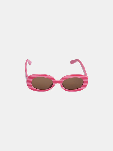 Pink Stripe Oval Sunglasses