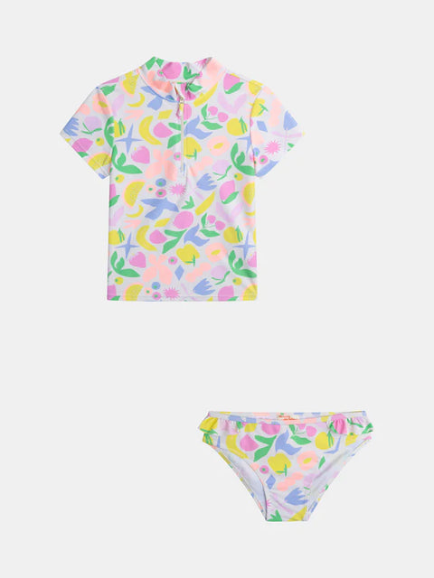 Floral Print 2 Piece UV Protected Swimsuit