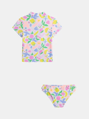 Floral Print 2 Piece UV Protected Swimsuit