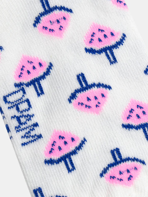 Cream Watermelon Ice Lolly Pattern Cotton Rich Socks
