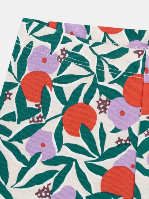 Green Floral Print Cotton Leggings
