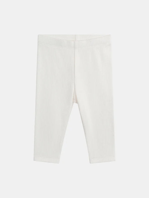 Cream Ribbed Cotton Leggings