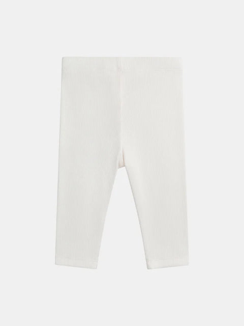 Cream Ribbed Cotton Leggings