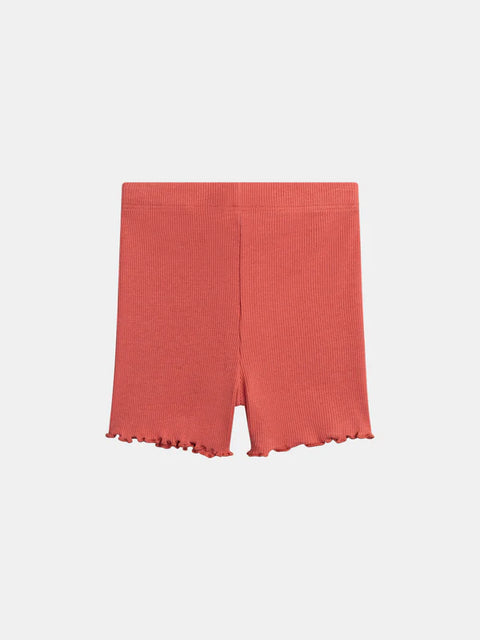 Ribbed Red Cotton Jersey Shorts