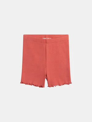 Ribbed Red Cotton Jersey Shorts