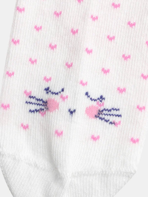 Cream Cat Pattern Cotton Rich Socks