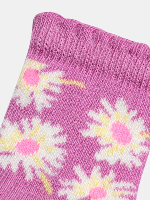 Pink Daisy Pattern Cotton Rich Socks
