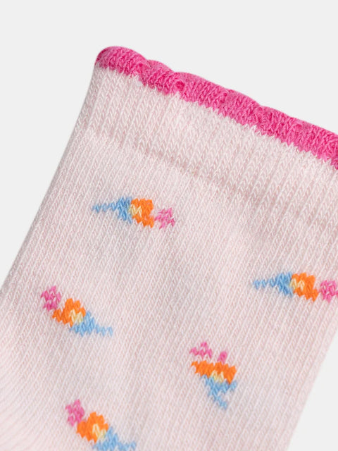Pink Floral Pattern Cotton Rich Socks