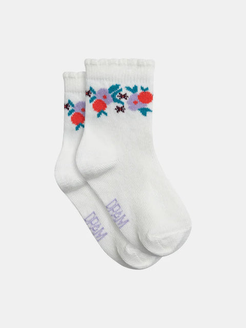 White Floral Pattern Cotton Rich Socks