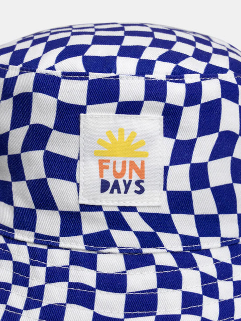 Blue Check Cotton Bucket Hat
