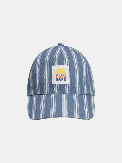 Striped Blue Denim Cotton Baseball Cap