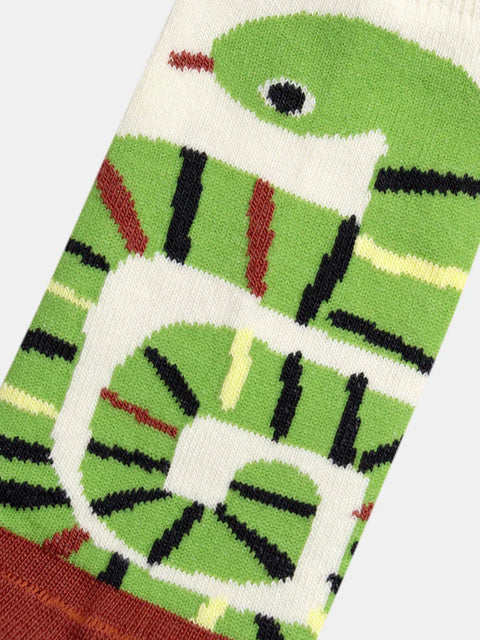 Cream Snake Pattern Cotton Rich Socks