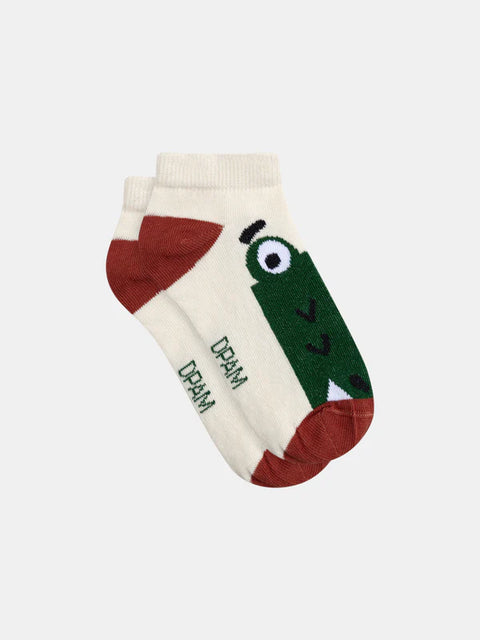 Cream Crocodile Pattern Cotton Rich Socks
