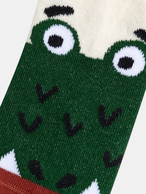 Cream Crocodile Pattern Cotton Rich Socks