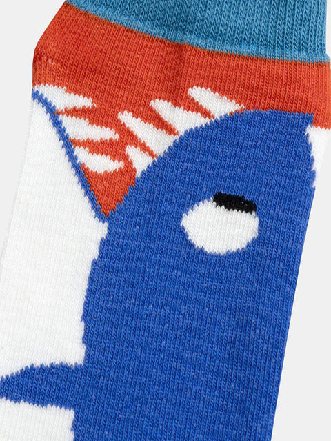 Blue Shark Pattern Cotton Rich Socks