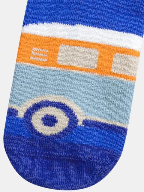 Blue Camper Van Pattern Cotton Rich Socks