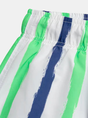 Blue & Green Striped Swim Shorts