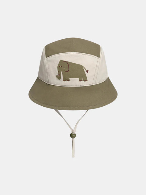 Khaki Green Cotton Bucket Hat With Neck Protection
